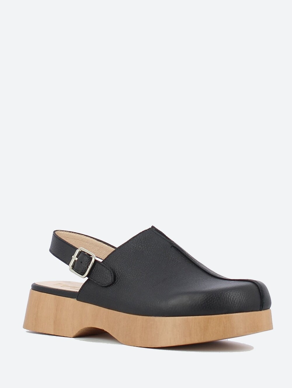 Wonders Black Leather Clogs -Size 37